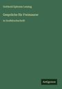 Gotthold Ephraim Lessing: Gespräche für Freimaurer, Buch