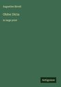 Augustine Birrell: Obiter Dicta, Buch
