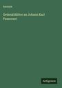 Anonym: Gedenkblätter an Johann Karl Passavant, Buch