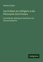 Heinrich Hasse: Das Problem der Gültigkeit in der Philosophie David Humes, Buch