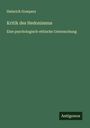 Heinrich Gomperz: Kritik des Hedonismus, Buch