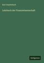 Karl Umpfenbach: Lehrbuch der Finanzwissenschaft, Buch