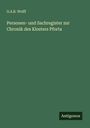 G. A. B. Wolff: Personen- und Sachregister zur Chronik des Klosters Pforta, Buch