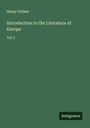 Henry Hallam: Introduction to the Literature of Europe, Buch