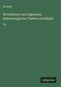 Anonym: Recensionen und allgemeine Bemerkungen ber Theater und Musik, Buch