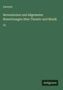 Anonym: Recensionen und allgemeine Bemerkungen über Theater und Musik, Buch
