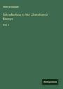 Henry Hallam: Introduction to the Literature of Europe, Buch
