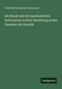 Titel: "Die Musik und die musikalischen Instrumente in ihrer Beziehung zu den Gesetzen der Akustik". Autor: Friedrich Georg Karl Zamminer. Unten steht "Antigonos". Grüner Hintergrund.