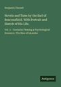 Benjamin Disraeli. Titel: Novels and Tales. Vol. 3. Grüner Hintergrund, weißer Text, kleines schwarzes Logo: Antigonos.