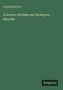 Oben links: "Edmund Beckett". Mittig: "A Review of Hume and Huxley on Miracles". Unten rechts: "Antigonos". Hintergrund ist grün.