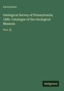 Grüner Hintergrund mit Text: "Anonymous, Geological Survey of Pennsylvania, 1889. Catalogue of the Geological Museum Part. III." Unten ein Logo "Antigonos".