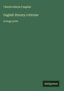 Charles Edwyn Vaughan: English literary criticism, Buch