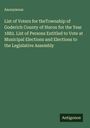 Anonymous: List of Voters for theTownship of Goderich County of Huron for the Year 1882. List of Persons Entitled to Vote at Municipal Elections and Elections to the Legislative Assembly, Buch