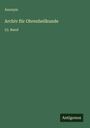 Anonym: Archiv für Ohrenheilkunde, Buch