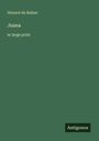 "Honore de Balzac, Juana in large print." Dunkelgrüner Hintergrund, unten rechts "Antigonos" als Logo.
