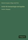 Text auf grünem Hintergrund: "Archiv für Dermatologie und Syphilis, Zweiter Jahrgang." Unten rechts steht "Antigonos."