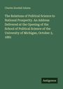 Titel: "The Relations of Political Science to National Prosperity" von Charles Kendall Adams, gehalten 1881. Unten steht "Antigonos".