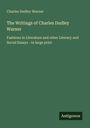 „The Writings of Charles Dudley Warner“ und „Antigonos“ auf grünem Hintergrund.