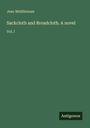 Text: "Jean Middlemass, Sackcloth and Broadcloth. A novel, Vol. I, Antigonos". Grüner Hintergrund, schlichtes Design.