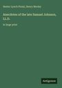 „Anecdotes of the late Samuel Johnson, LL.D. in large print.“ Oben Autorennamen. Unten links „Antigonos“. Grüner Hintergrund.