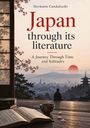 "Japan: Understanding through its literature" steht oben. Illustration von Shoji-Türen, Kirschblüten und einer fernen Figur.