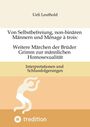 Titel: "Von Selbstbefreiung, non-binären Männern...". Unten: "Interpretationen und Schlussfolgerungen". Illustration: Abstrakte Figur.