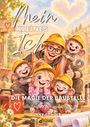 Text: „Mein kleines Ich - Band 3: Die Magie der Baustelle“. Szene: Fröhliche Kinder und ein Erwachsener in Bauhelmen, Bauhintergrund.