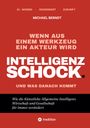 Buchtitel "Intelligenzschock. Und was danach kommt." von Michael Berndt. Roter Hintergrund mit weißer und schwarzer Schrift.