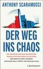 ANTHONY SCARAMUCCI, DER WEG INS CHAOS. Illustration von rot-blauem Capitol und Wolkenkratzern auf hellem Hintergrund.