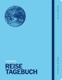 "lonely planet REISETAGEBUCH" Text auf blauem Hintergrund, Illustration einer Weltkugel oben links.