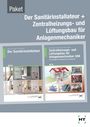 "Paket: Der Sanitärinstallateur + Zentralheizungs- und Lüftungsbau für Anlagenmechaniker." Zwei Buchcover mit Illustrationen.