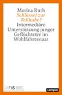 "Marina Ruth: Schlüssel zur Teilhabe? Intermediäre Unterstützung junger Geflüchteter im Wohlfahrtsstaat." Weiße Fläche, oranger Rand.