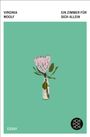 Text: "Virginia Woolf", "Ein Zimmer für sich allein", "Essay". Illustration einer Blume in einer Flasche auf grünem Hintergrund.