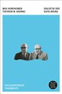 Oben steht "Max Horkheimer", "Theodor W. Adorno", "Dialektik der Aufklärung". Unten "Philosophische Fragmente". Zwei Männer in Anzügen vor blauem Hintergrund.