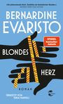 "BERNARDINE EVARISTO, BLONDES HERZ. Ein Buchcover mit schwarzen Händen und gelb-roten Streifen."