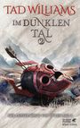 "Tad Williams, Im dunklen Tal 2, Der letzte König von Osten Ard 3." Ein Helm mit Pfeil in malerischer Landschaft.