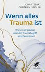 "Wenn alles Trauma ist. Warum wir präziser über den Traumabegriff sprechen müssen." Abstrakte Aquarellfarben, Klett-Cotta-Logo.