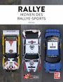 "Rallye: Ikonen des Rallye-Sports" von Jörg Walz. Drei Rennwagen von oben. Unten ein Logo mit Autoabbildung.