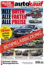 "Alle Daten, Alle Fakten, Alle Preise" steht groß oben. Über ein Auto-Magazin; Autos abgebildet mit "BEISPIELABBILDUNG" darauf.