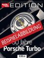 BEISPIELABBILDUNG. 50 Jahre Porsche Turbo. auto motor und sport EDITION. Logo eines Porsche Turbo Kühlergrills.