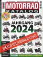 BEISPIELABBILDUNG. Jahrgang 2024. Verschiedene Motorräder abgebildet. Hinweis auf 260 Seiten zu neuen Bikes und Rollern.