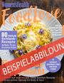"BEISPIELABBILDUNG" in großen Lettern diagonal über einem Teller mit Pasta dekoriert mit Blumen.