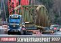 Text: "FERNFAHRER SCHWERTRANSPORT 2027 KALENDER". Ein großer Lkw transportiert ein massives Brückenteil.