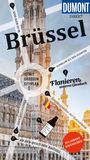 „Brüssel“ in großer Schrift. „Flanieren unterm Glasdach“, „Mit großem Cityplan“. Architektur mit Türmen im Hintergrund.