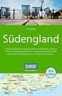 „Südengland“ und „aktiv erleben“ prominent auf grünem Hintergrund mit Landkarte; darüber Liegestühle auf einem Pier.