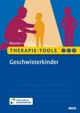 Reuner, Grässer. Therapie-Tools: Geschwisterkinder. Silhouetten eines Erwachsenen und zweier Kinder in farbigem Licht.