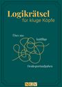 "Logikrätsel für kluge Köpfe. Über 160 knifflige Denksportaufgaben." Illustration mit gelber Spirale auf grünem Hintergrund.