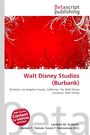Text oben: "Walt Disney Studios (Burbank)". Weiße und rote, wirbelnde Muster im Hintergrund.