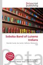 „Soboba Band of Luiseno Indians“ und weitere geografische Begriffe stehen im Text. Farbige Hülsen sind in Regalen angeordnet.