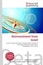 Cover mit Textelementen: "Disinvestment from Israel", darüber ein modernes, technisches Design in Blau und Gold.